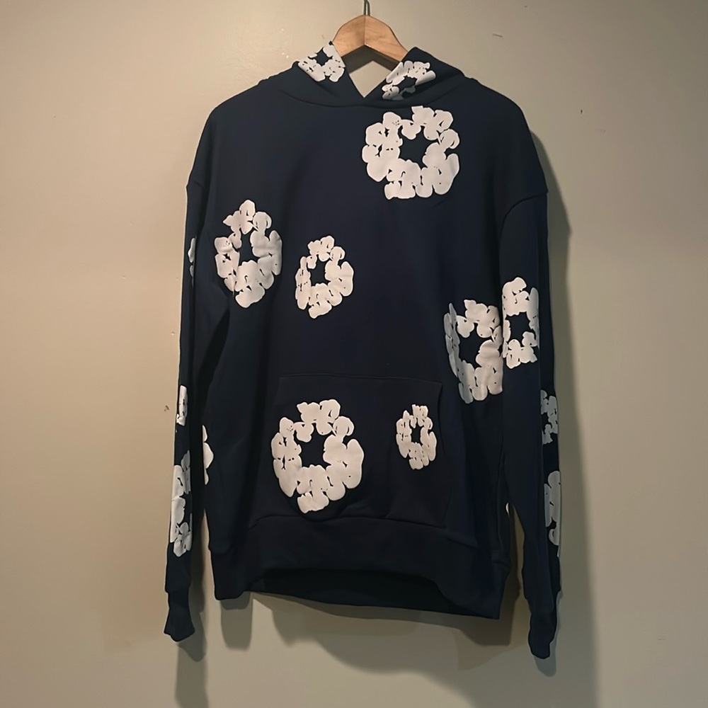 Denim Tears hoodie Navy Blue Size Large